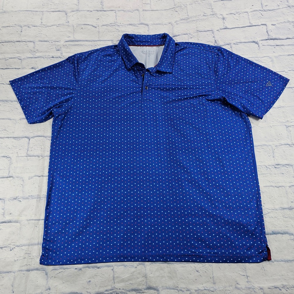 MAELREG Performance Polo MENS 3XL Blue Stars Stretch Golf Shirt Americana Active